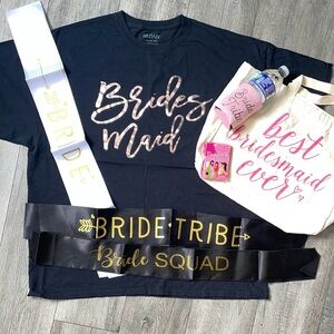 Gildan Bridesmaid and Bride Tribe Set - Black and Gold / 6 items total